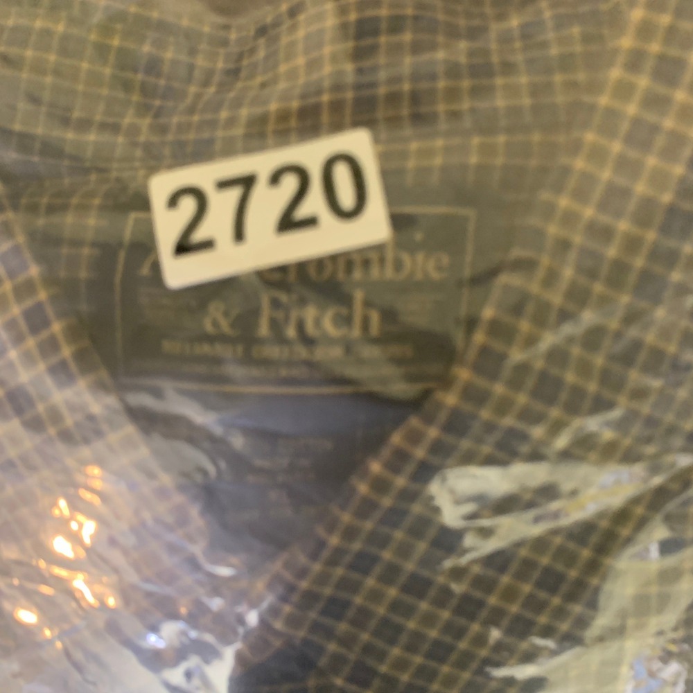 Abercrombie & Fitch Shirt Mens XL Blue Tan Plaid Cotton Button Down Y2K - Picture 7 of 7